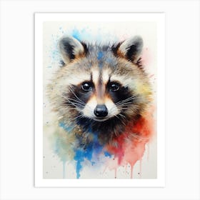 Raccoon Portrait Watercolour 2 Art Print