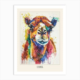 Camel Colourful Watercolour 3 Poster Art Print