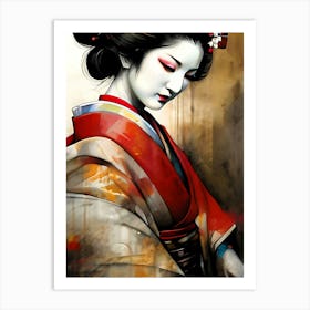 Japan Traditional Geisha Illustration By Ad 164 Art Print