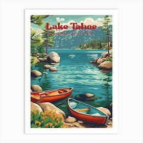 Lake Tahoe California Retro Travel Art Illustration Art Print