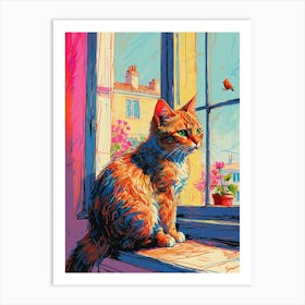 Cat By The Window 5 Art Print