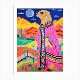 Maximalist Animal Painting Meerkat 2 Art Print