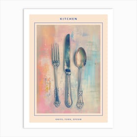 Kitsch Knife Fork Spoon Brushstrokes 2 Poster Art Print