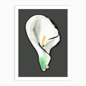 Calla - minimal watercolor art artwork painting illustration floral flower black grey vertical botanique Art Print