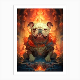 Bulldog In Flames Art Print