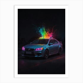 Car With A Rainbow On It Art Print