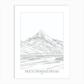 Mount Mckinley Denali Usa Line Drawing 7 Poster Art Print