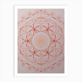 Geometric Abstract Glyph Circle Array in Tomato Red n.0195 Art Print