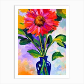 Aster Floral Abstract Block Colour Flower Art Print