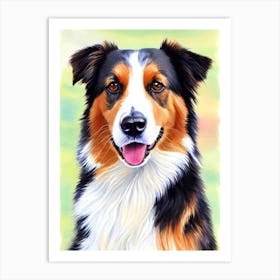 Australian Shepherd 2 Watercolour Dog Art Print