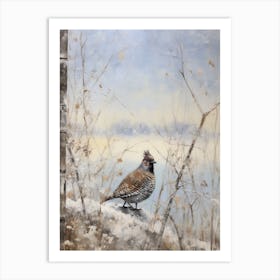 Vintage Winter Animal Painting Grouse 1 Art Print