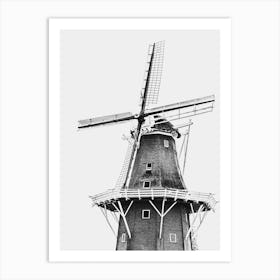 Dutch Windmill On White Background Art Print
