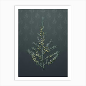 Vintage Sea Asparagus Botanical on Slate Gray Pattern n.0674 Art Print