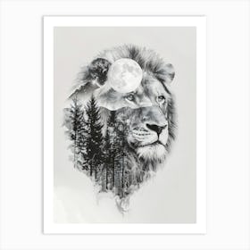 Lion In The Forest 18 Art Print