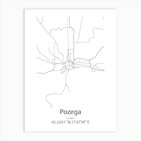 Pozega,Croatia Minimalist Map Art Print