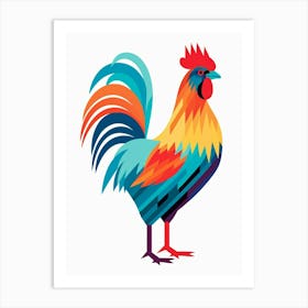 Colourful Geometric Bird Chicken 4 Art Print