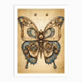 Da Vinci Butterfly Drawing v1 Art Print