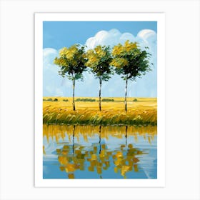 Three Trees In A Field Art Print