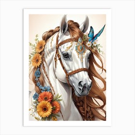 Floral Horse (19) Art Print