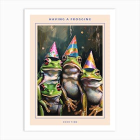 Frogs In Party Hats Painting Style 1 Poster Art Print