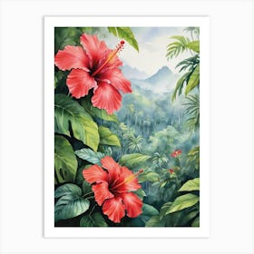 Hibiscus Malaysia National Flower Floral Art Print