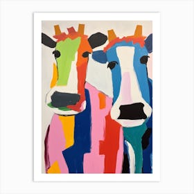 Colourful Kids Animal Art Cow 3 Art Print