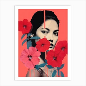 Asian Woman With Flowers Art Print