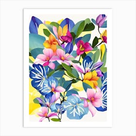 Magnolia 2 Modern Colourful Flower Art Print