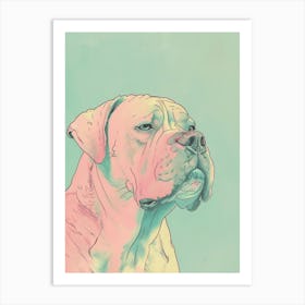 Pastel Neapolitan Mastiff Dog Pastel Line Illustration 3 Art Print