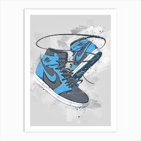 Nike Air Jordan Blue Painting Art Print