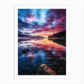 Sunset Over Lake Art Print