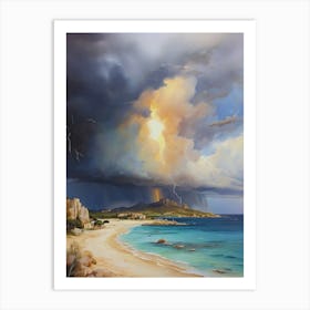 Lightning Storm Over The Beach.11 Art Print