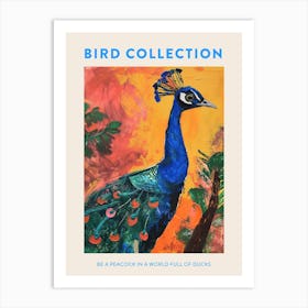 Colourful Brushstroke Peacock 8 Poster Art Print