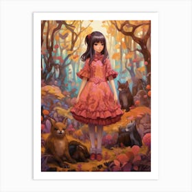 Girl In A Forest Art Print