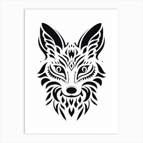 Linocut Fox Pattern 5 Art Print