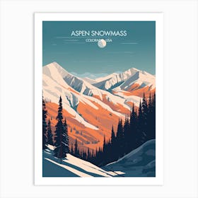 Poster Of Aspen Snowmass   Colorado, Usa, Ski Resort Illustration 2 Art Print