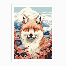 Fox Animal Drawing In The Style Of Ukiyo E 1 Art Print