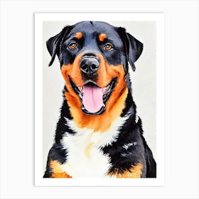 Rottweiler 2 Watercolour Dog Art Print