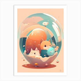 Gravity Well Kawaii Kids Space Art Print