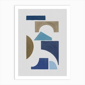 Blue & Brown Geometric I Art Print