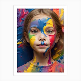 Little Girl With Paint On Her Face Art Print