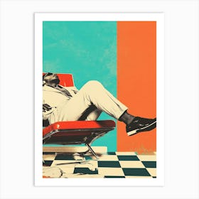 Man In A Chair Collage Art Print