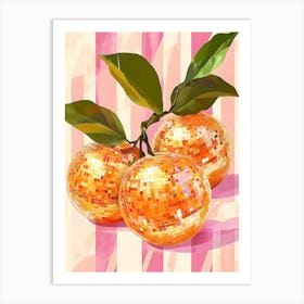 Oranges On A Pink Stripe Art Print