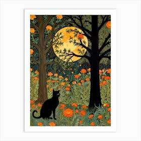 William Morris Cat In The Moonlight 37 Art Print