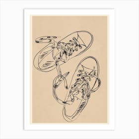 Retro Sneakers Drawing 2 Art Print