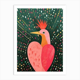 Bird In The Shape Of Heart Line And Geometric Art Print