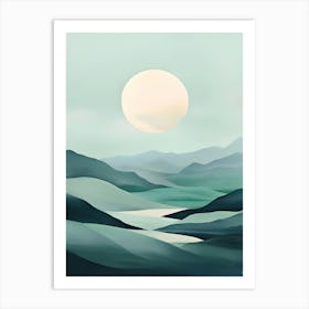 Landscape With A Sun Art Print