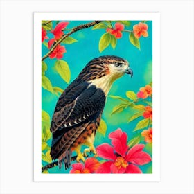 Red Tailed Hawk Tropical bird Art Print