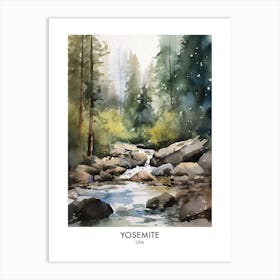 Yosemite Usa Watercolour Travel Poster 1 Art Print