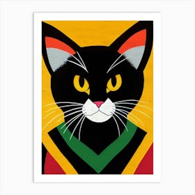 Cat Portrait Illustration Mid Century Modern Painting Reproduction (4) Art Print